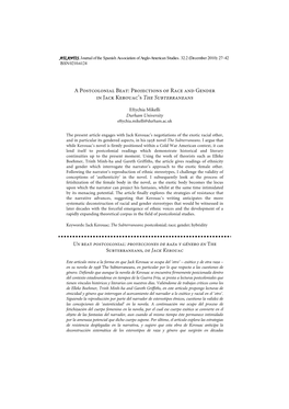 Projections of Race and Gender in Jack Kerouac's the Subterraneans