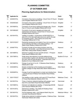 PLANNING COMMITTEE 27 OCTOBER 2005 Planning Applications for Determination