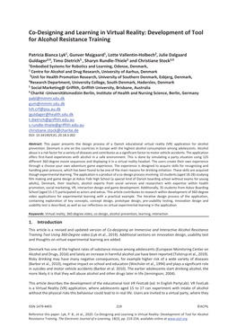 Co-Designing and Learning in Virtual Reality: Development of Tool for Alcohol Resistance Training