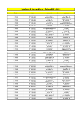 Spielplan 3. Landesklasse - Saison 2021/2022