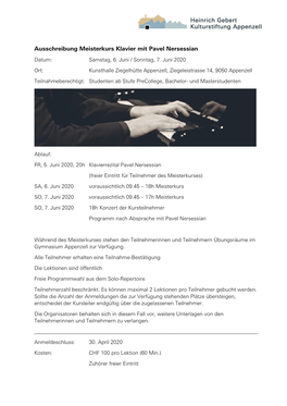 Ausschreibung Meisterkurs Klavier Mit Pavel Nersessian