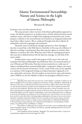 Islamic Environmental Stewardship: Nature and Science in the Light of Islamic Philosophy Munjed M