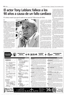 El Actor Tony Leblanc Fallece a Los 90 Años a Causa De Un Fallo Cardiaco