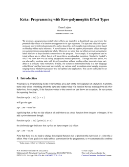 Koka: Programming with Row-Polymorphic Effect Types