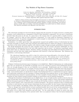 Arxiv:1909.12739V2 [Quant-Ph] 21 Oct 2020 of Consciousness from Classical Or Quantum Physics, Are Clear Examples of Strong Emergence