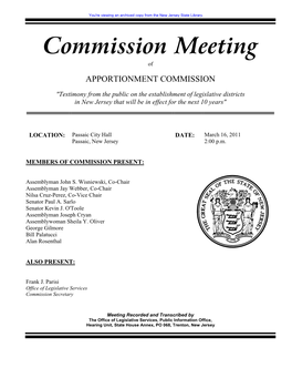 Commission Meeting Of