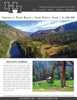 Campbell's Ferry Ranch | Idaho County, Idaho | $1,500,000