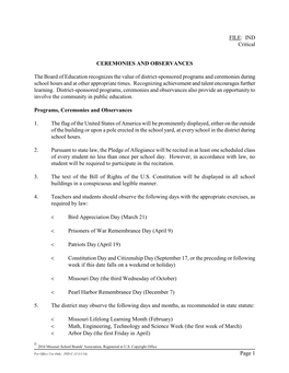 FILE: IND Critical Page 1 CEREMONIES AND