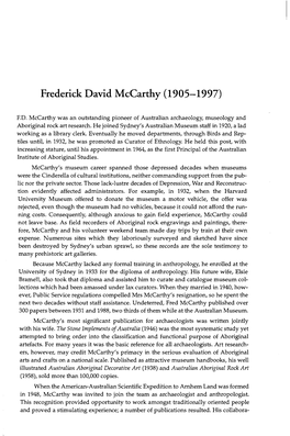 Frederick David Mccarthy (1905-1997)