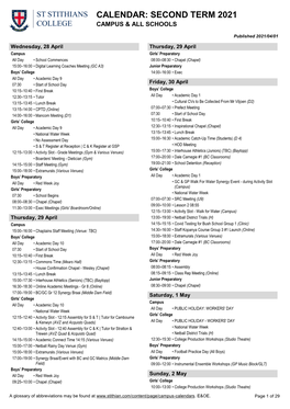 Calendar: Second Term 2021 Campus & All Schools