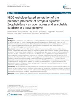 KEGG Orthology-Based Annotation of the Predicted