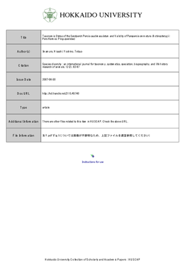 Taxonomic Status of the Sandperch Percis Caudimaculatum and Validity of Parapercis Ommatura (Actinopterygii: Title Percifiormes: Pinguipedidae)