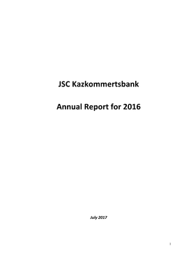 JSC Kazkommertsbank Annual Report for 2016