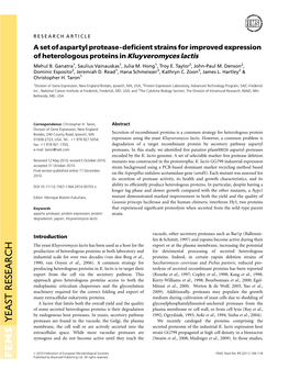 A Set of Aspartyl Proteasedeficient Strains for Improved