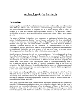 Archaeology & the Patriarchs