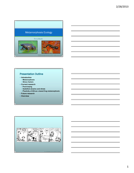 Metamorphosis Ecology Presentation Outline