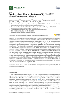 Fyn Regulates Binding Partners of Cyclic-AMP Dependent Protein Kinase A