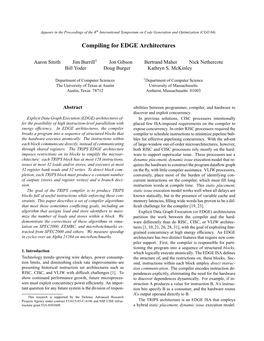 Compiling for EDGE Architectures