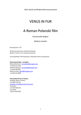 VENUS in FUR a Roman Polanski Film