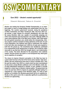 Euro 2012 – Ukraine's Wasted Opportunity?