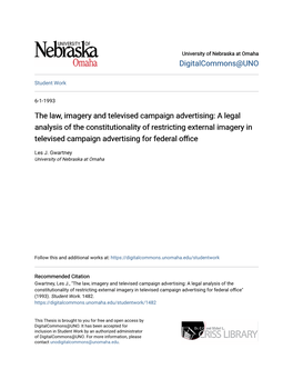 The Law, Imagery and Televised Campaign Advertising: a Legal