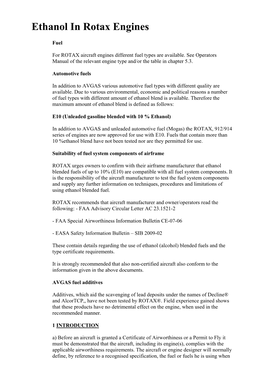 Ethanol in Rotax Engines
