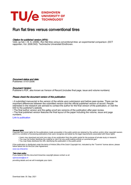 Run Flat Tires Versus Conventional Tires