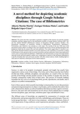 A Novel Method for Depicting Academic Disciplines Through Google Scholar Citations: the Case of Bibliometrics