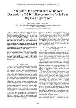 Analysis of the Performance of the New Generation of 32-Bit Microcontrollers for Iot and Big Data Application