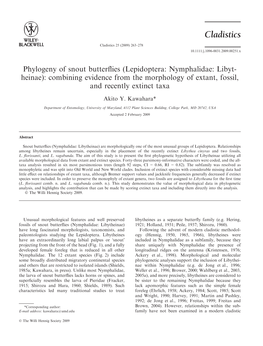 Phylogeny of Snout Butterflies (Lepidoptera: Nymphalidae: Libyt