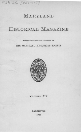 Maryland Historical Magazine, 1925, Volume 20, Issue No. 1