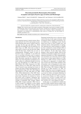 Braconid Parasitoids (Hymenoptera: Braconidae) on Poplars and Aspen (Populus Spp.) in Serbia and Montenegro