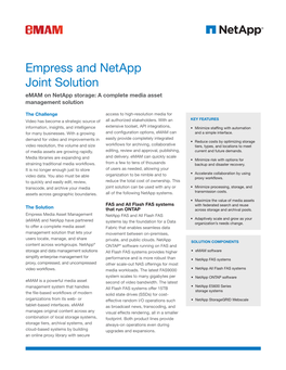 Emam on Netapp Storage: a Complete Media Asset Management Solution