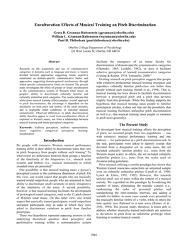 Enculturation Effects of Musical Training on Pitch Discrimination