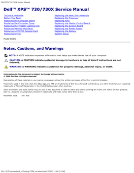 Dell XPS 730/730X Service Manual