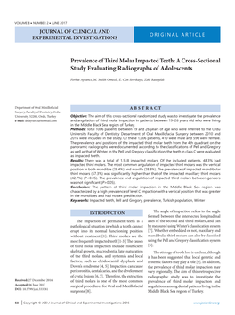 Prevalence of Third Molar Impacted Teeth: a Cross-Sectional Study Evaluating Radiographs of Adolescents