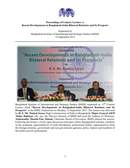 Proceedings of Recent Developments in Bangladesh