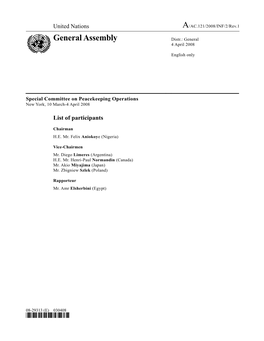 General Assembly Distr.: General 4 April 2008