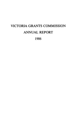 Victoria Grants Commission Annual Report 1986 Victoria