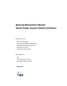 Baseline Biodiversity Report Santa Ysabel Cauzza Connector Parcel
