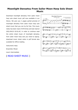 Moonlight Densetsu from Sailor Moon Harp Solo Sheet Music