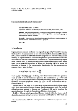 Supersymmetric Classical Mechanics*