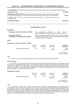 Head 137 — GOVERNMENT SECRETARIAT: ENVIRONMENT BUREAU