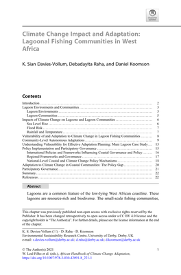 Climate Change Impact and Adaptation: Lagoonal Fishing Communities in West Africa