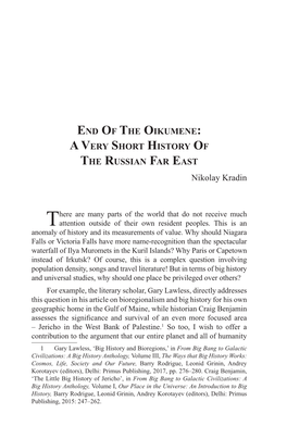 A Very Short History of the Russian Far East Nikolay Kradin