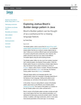 Exploring Joshua Bloch's Builder Design Pattern in Java