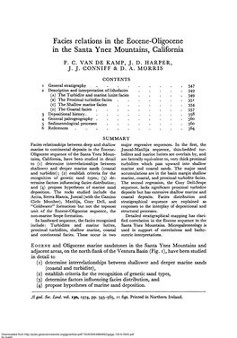 Facies Relations in the Eocene-Oligocene in the Santa Ynez Mountains, California