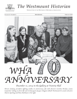 The Westmount Historian Newsletter of the Westmount Historical Association