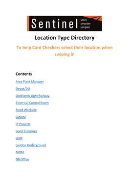 Location Type Directory to Help Card Checkers Select Their Location When Swiping In