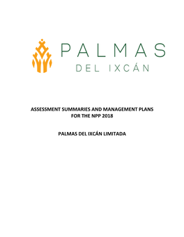 Palmas Del Ixcan New Planting Assessment Report